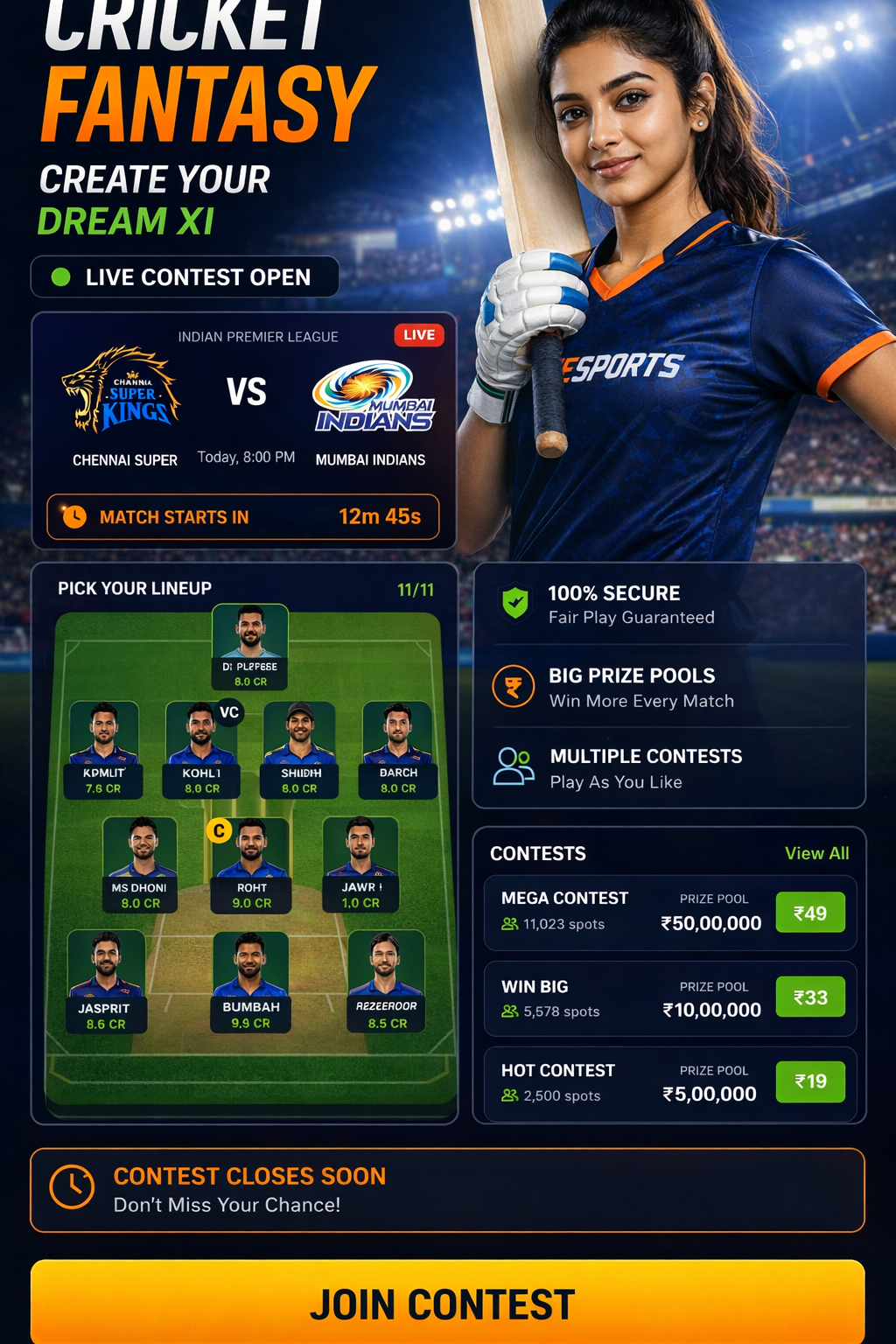 Come App Spot cricket matchday visual