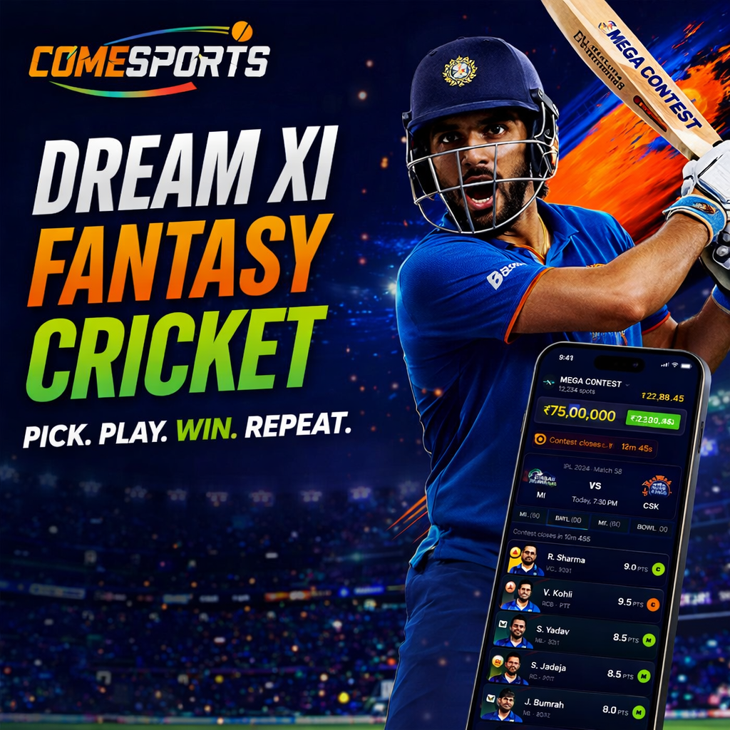 Come App Spot Dream XI fantasy cricket ad visual