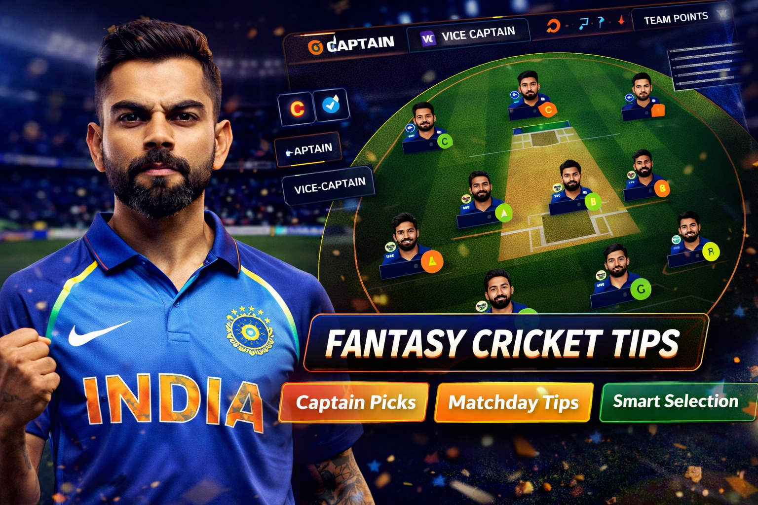 Come App Spot role based fantasy cricket checklist